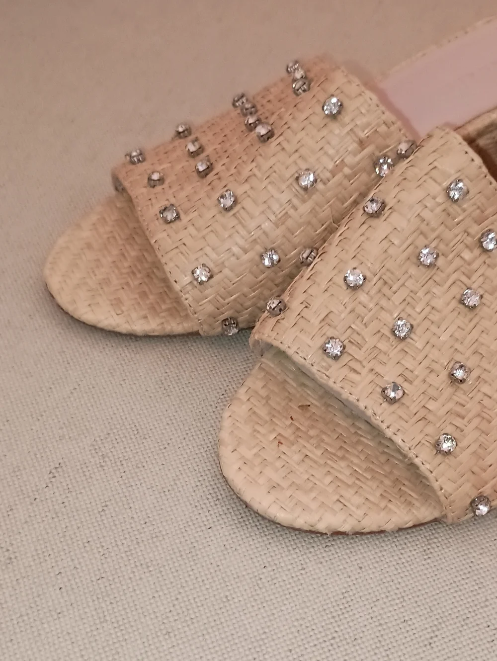 Loeffler Randal Twilly Wedge Slides Natural Straw Raffia Size 8.5 - Picture 13 of 13